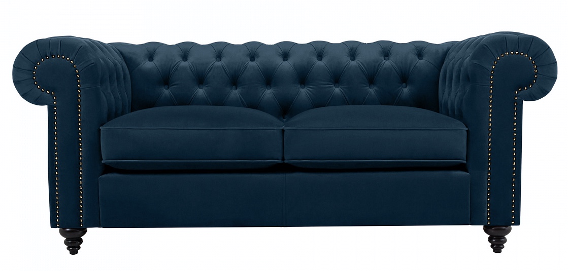 Диван Честер Классик 2-х местный Темно-синий